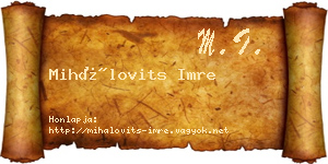 Mihálovits Imre névjegykártya